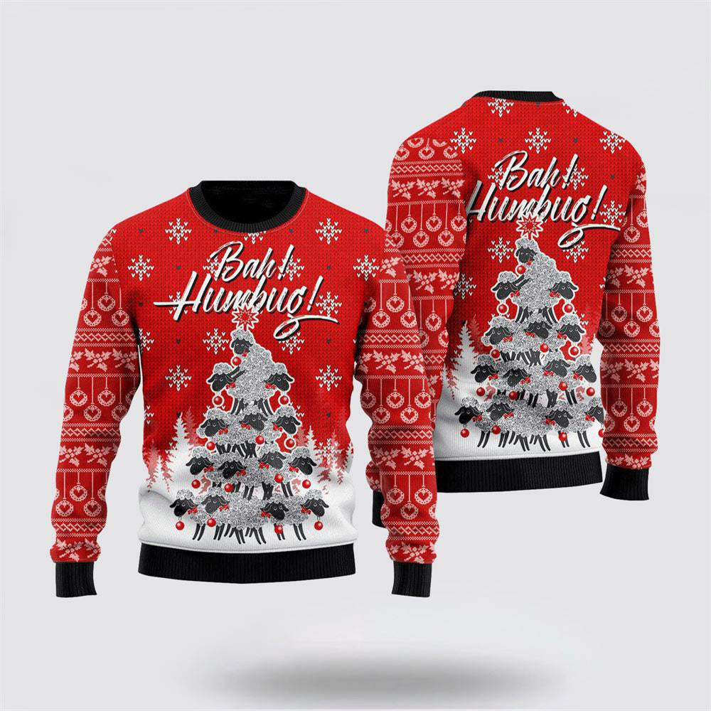 Bah Humbug Sheep Xmas Ugly Christmas Sweater For Men And Women, Farm Ugly Sweater, Christmas Fashion Winter