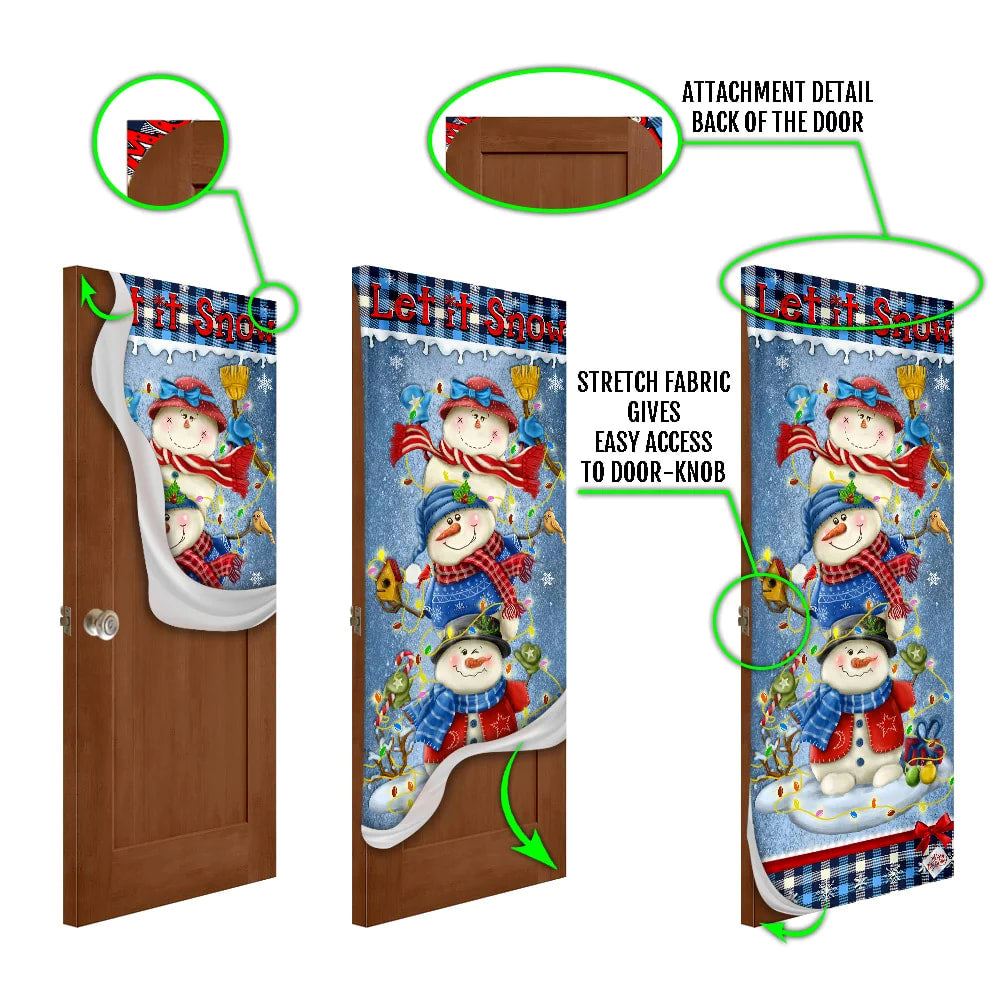 Banner Home Decor Let It Snow Door Cover, Snowman Christmas Door Cover, Xmas Door Covers, Christmas Gift, Christmas Door Coverings