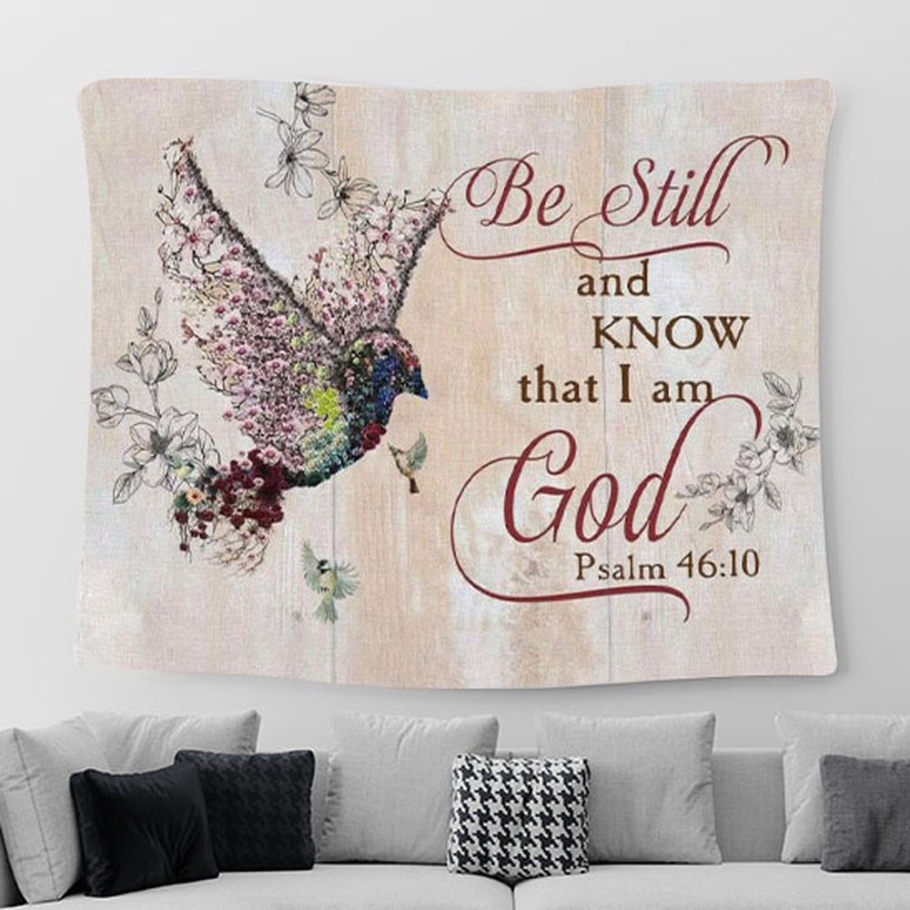Be Still And Know That I Am God Psalm 4610 Sparrow Bible Verse Wall Art - Christian Tapestries For Room Decor