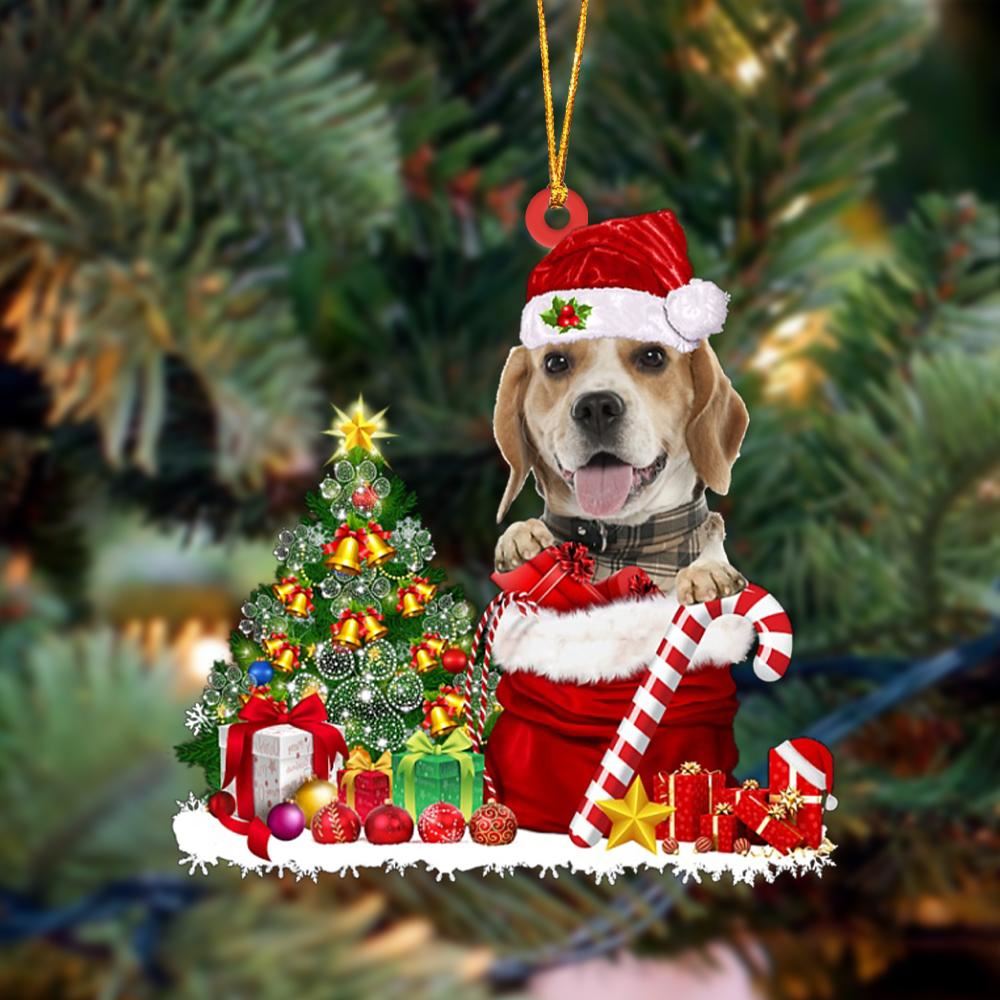 Beagle Gift Bag Merry Christmas Ornament, Christmas Tree Decoration, Car Ornament Accessories, Christmas Ornaments 2023