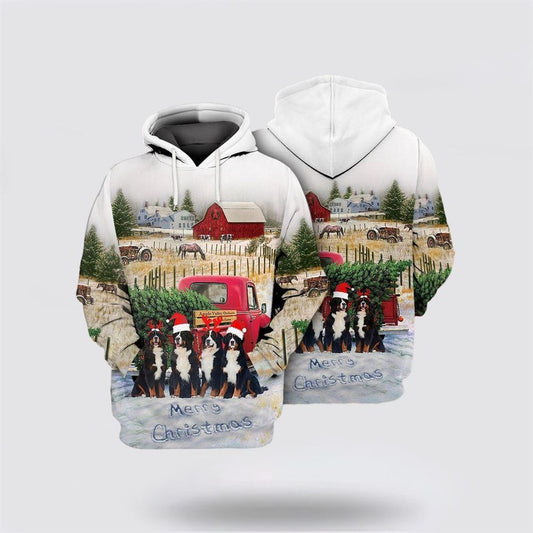 Bernese Dog Merry Christmas All Over Print 3D Hoodie For Men And Women, Gift Dog Love, Christmas Gift, Christmas Fashion 2023