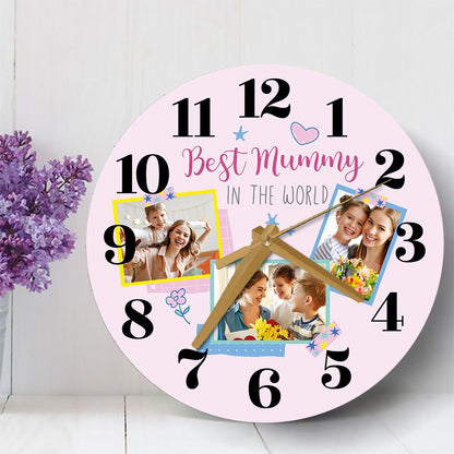 Best Mummy In The World Photo Mother's Day Gift Birthday Personalised Wooden Clock, Mother's Day Wooden Clock, Memorial Day Gift
