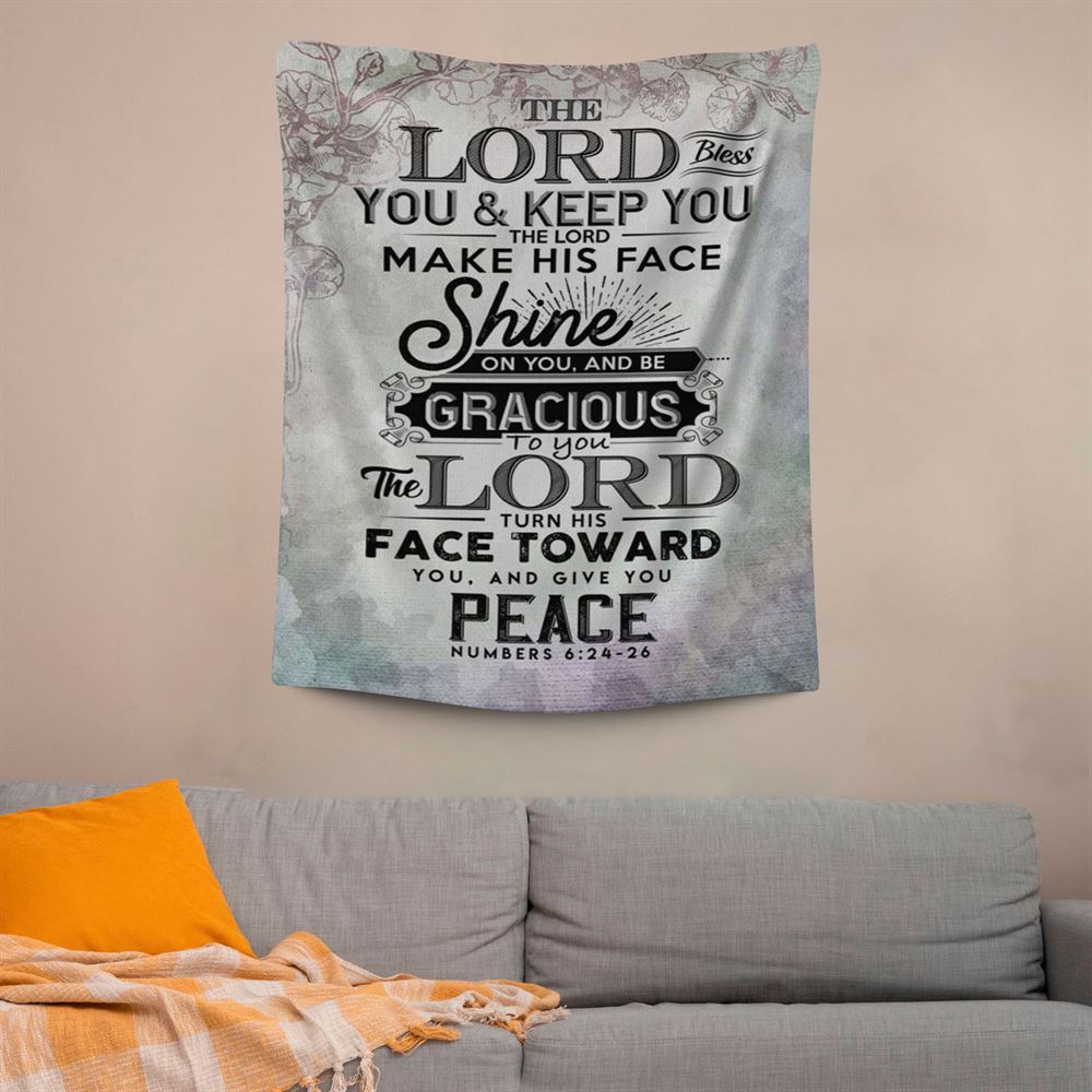 Bible Verse Numbers 62426 The Lord Bless You And Keep You Tapestry Prints, Scripture Wall Art, Tapestries Spiritual For Bedroom