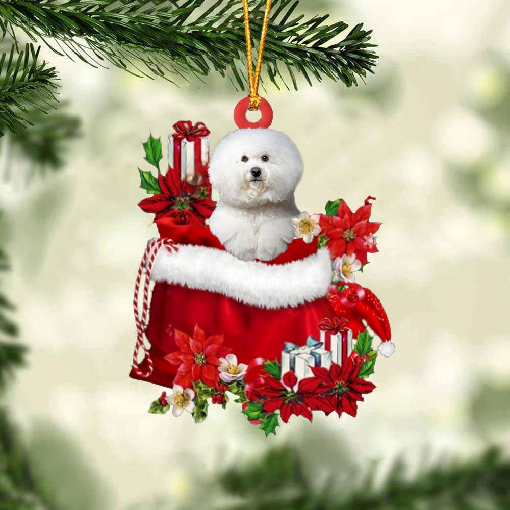 Bichon Frise Gifts Bag Christmas Ornament, Christmas Tree Decoration, Car Ornament Accessories, Christmas Ornaments 2023