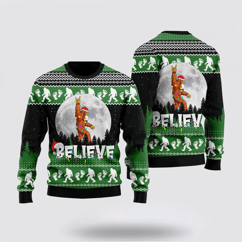 Bigfoot Believe Christmas Ugly Christmas Sweater, Ugly Sweater For Men And Women, Christmas Gift, Christmas Fashion