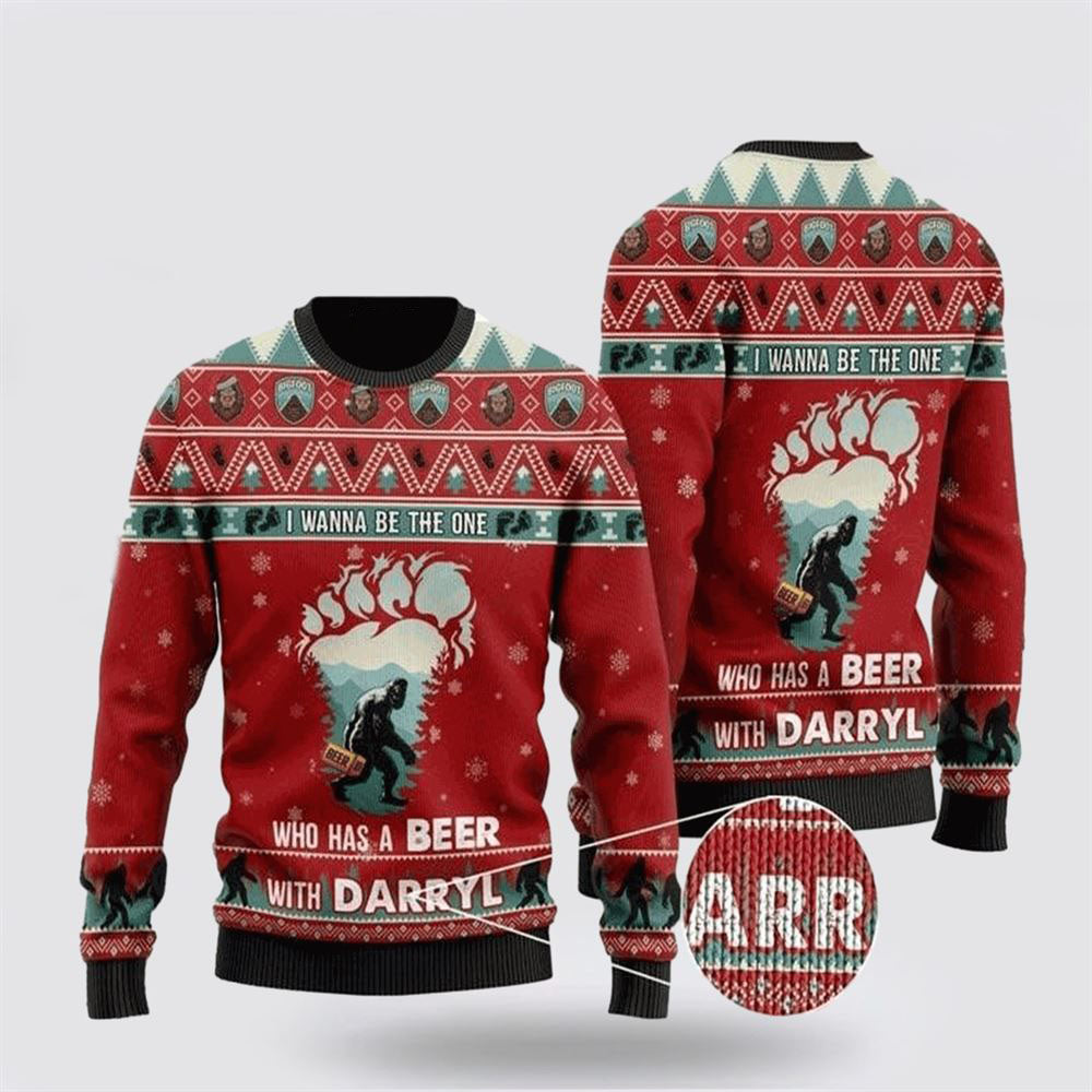 Bigfoot Sweater, Who Has A Beer Whit Darryl Ugly Christmas Sweater, Ugly Sweater For Men And Women, Christmas Gift, Christmas Fashion