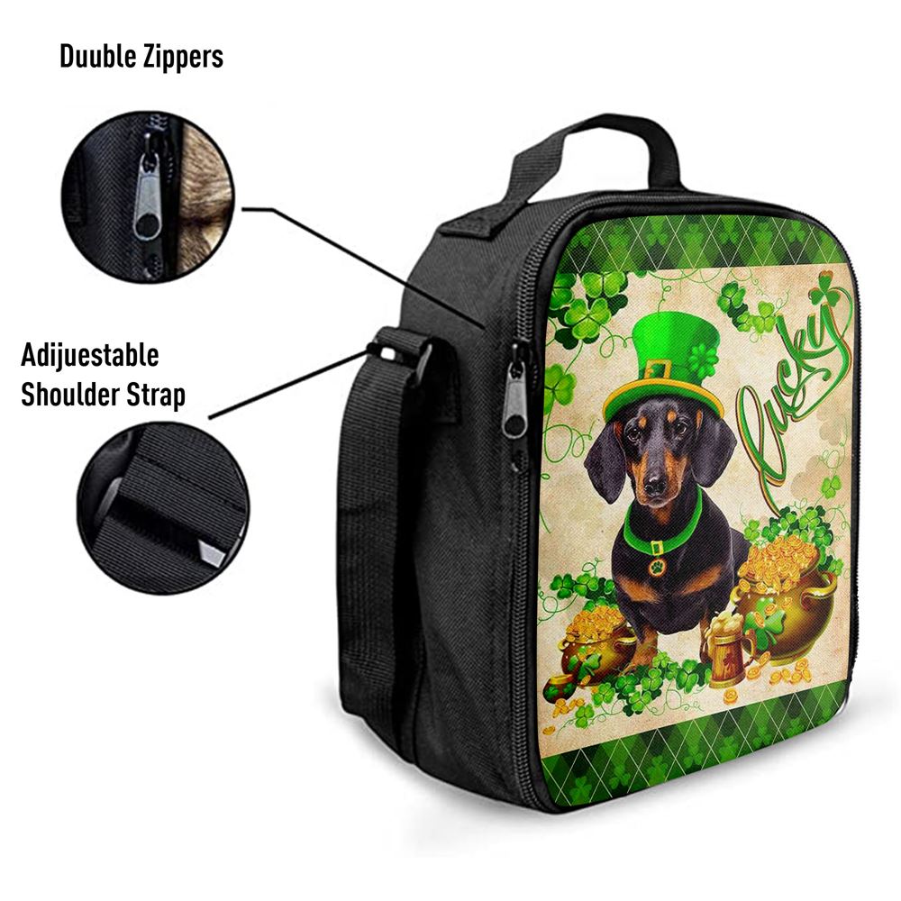 Black Dachshund Lunch Bag, St Patrick's Day Lunch Box, St Patrick's Day Gift