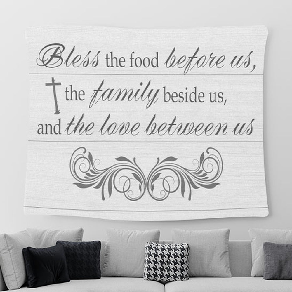 Bless The Food Before Us Tapestry Wall Art - Christian Wall Art - Christian Tapestries For Room Decor