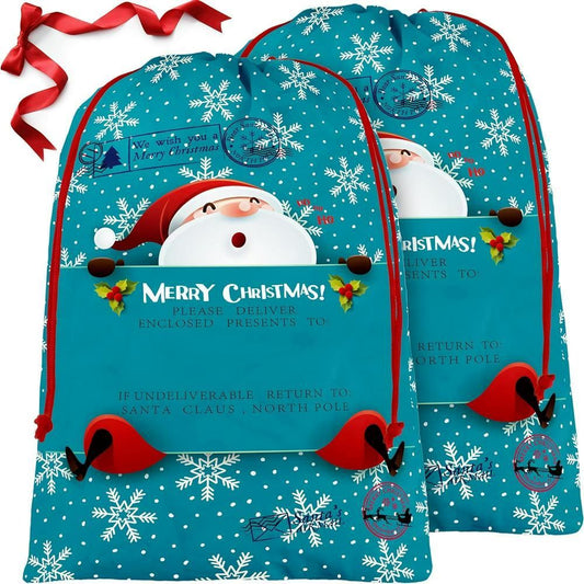 Blue Santa Clauss Christmas Sack, Christmas Bag Gift, Christmas Tree Decoration Ideas, Christmas Gift 2023