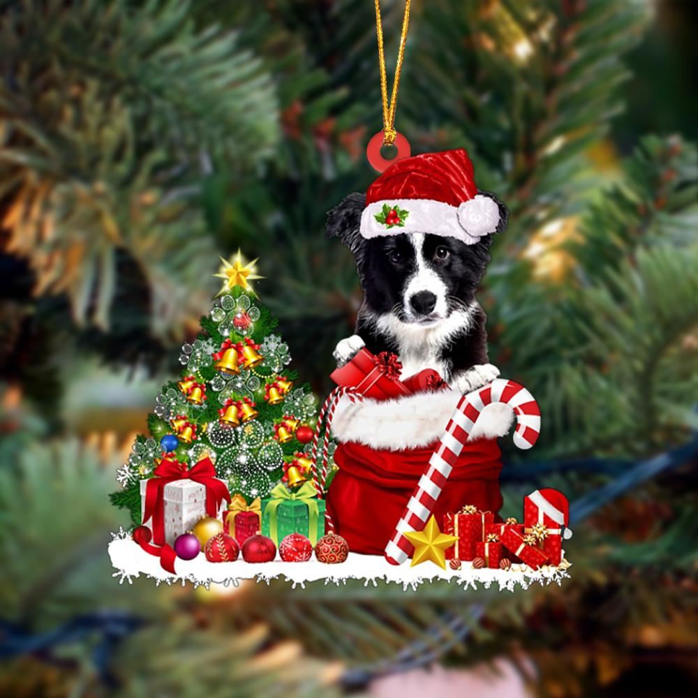 Border Collie Gift Bag Merry Christmas Ornament, Christmas Tree Decoration, Car Ornament Accessories, Christmas Ornaments 2023