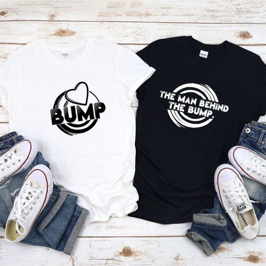 Bump Matching Set Pregnancy Announcement Apparel For Couples For Couples, Couple T Shirts, Valentine T-Shirt, Valentine Day Gift