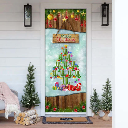 Cactus Christmas Tree Door Cover, Front Door Christmas Cover, Xmas Door Covers, Christmas Gift, Christmas Door Coverings