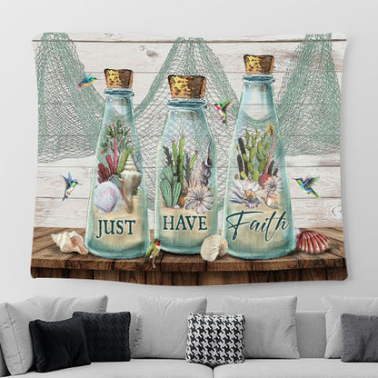 Cactus Just have faith Tapestry Wall Art - Bible Verse Tapestry - Religious Prints