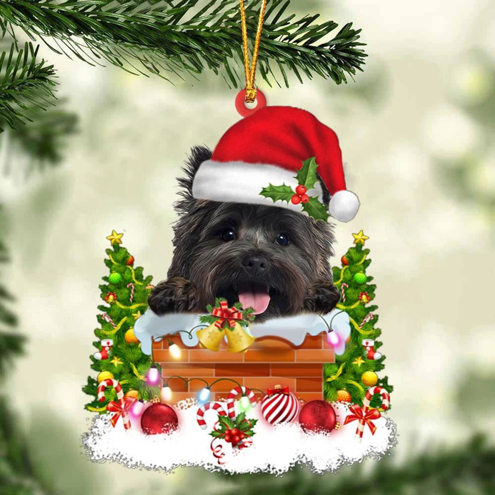 Cairn Terrier In The Chimney Hanging Ornament, Christmas Tree Decoration, Car Ornament Accessories, Christmas Ornaments 2023