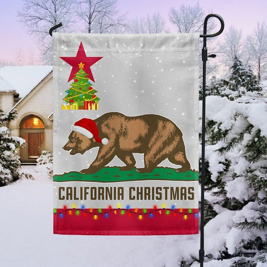 California Christmas Santa Bear Merry Christmas Flag, Christmas Gift, Christmas Garden Flags, Christmas Outdoor Flag