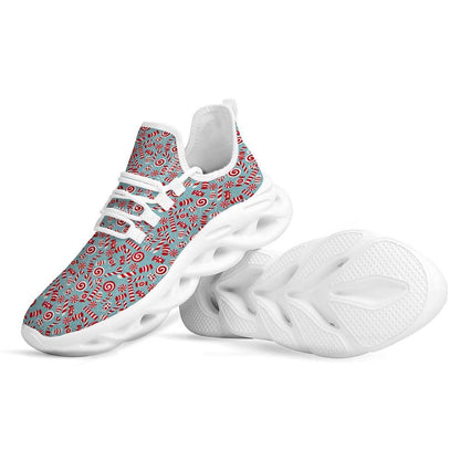 Candy Cane Christmas Print Pattern White Max Soul Shoes For Men & Women, Best Running Shoes, Christmas Shoes Gift, Winter Sneakers