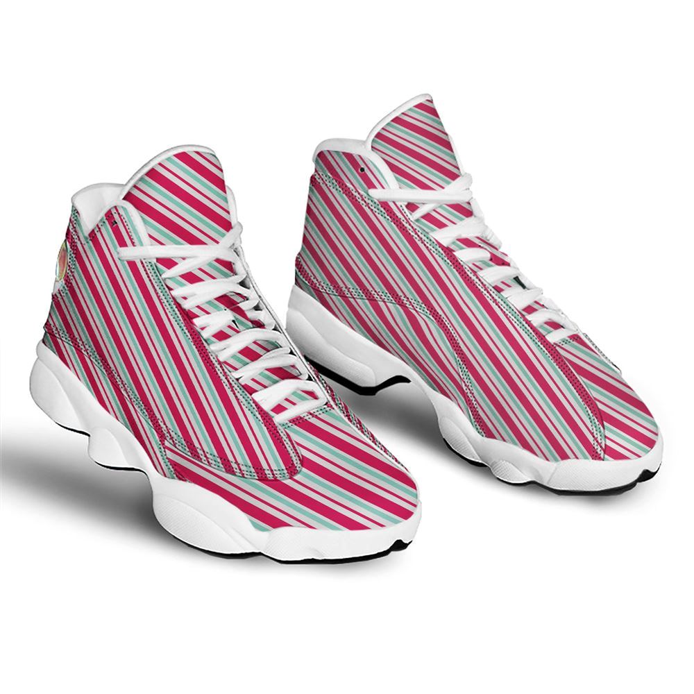 Candy Cane Striped Christmas Print Jd13 Shoes For Men & Women, Christmas Basketball Shoes, Gift Christmas Shoes, Winter Fashion Shoes