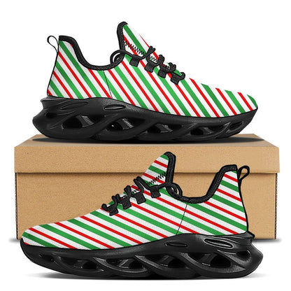 Candy Cane Stripes Christmas Print Black Max Soul Shoes For Men & Women, Best Running Shoes, Christmas Shoes Gift, Winter Sneakers