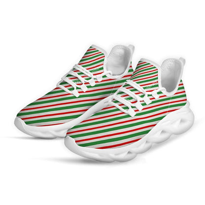 Candy Cane Stripes Christmas Print White Max Soul Shoes For Men & Women, Best Running Shoes, Christmas Shoes Gift, Winter Sneakers