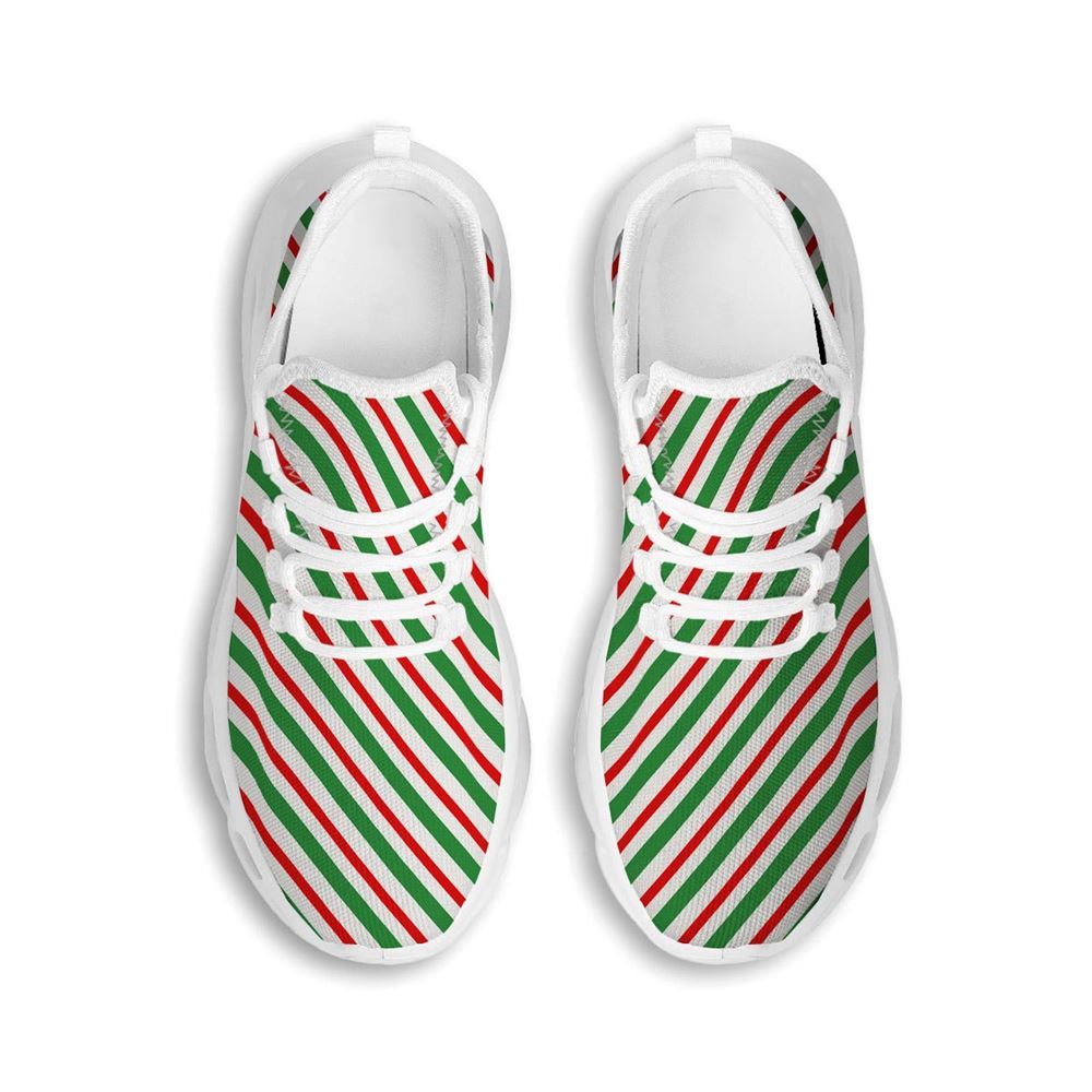 Candy Cane Stripes Christmas Print White Max Soul Shoes For Men & Women, Best Running Shoes, Christmas Shoes Gift, Winter Sneakers
