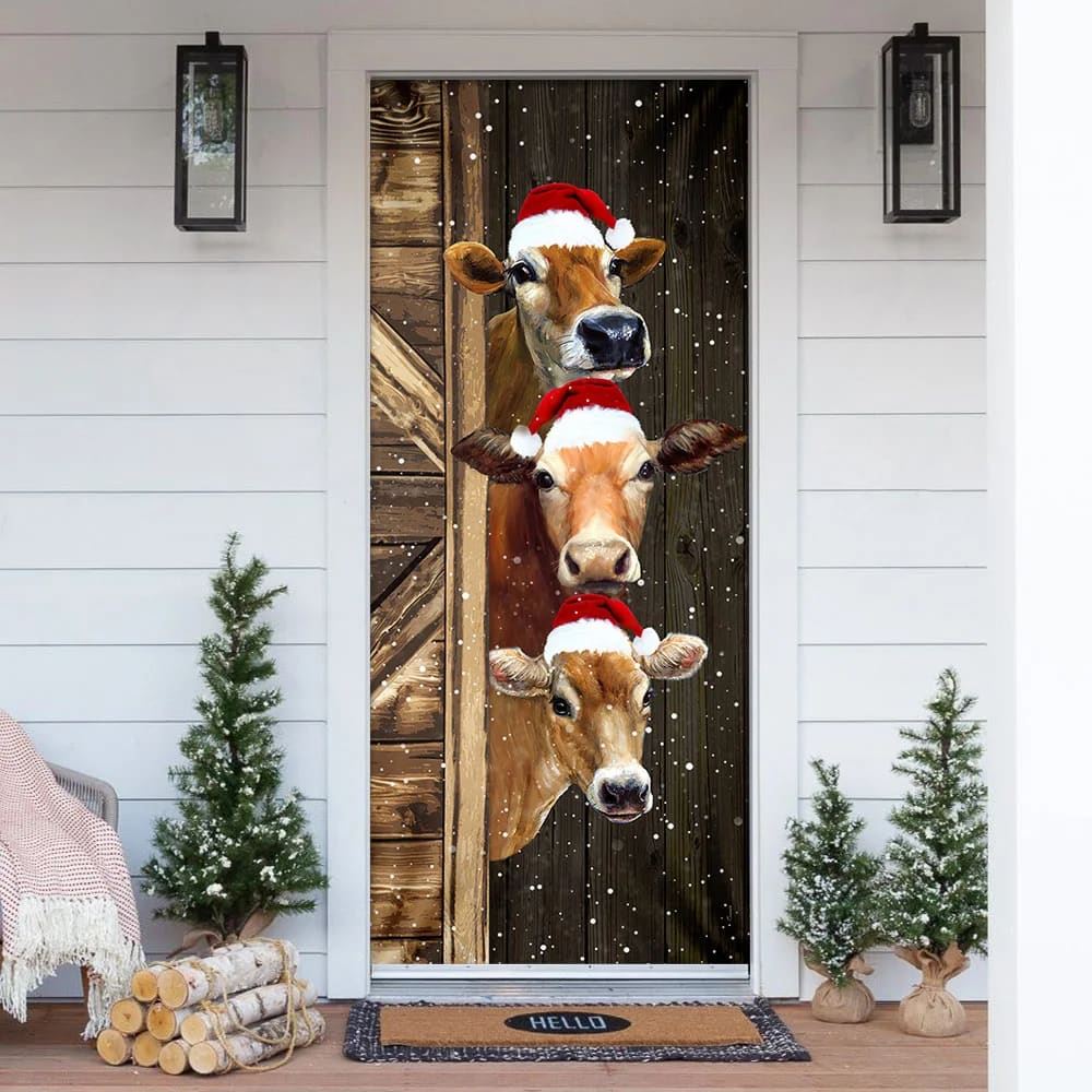 Cattle Door Cover, Unique Gifts Doorcover, Housewarming Gifts, Xmas Door Covers, Christmas Gift, Christmas Door Coverings