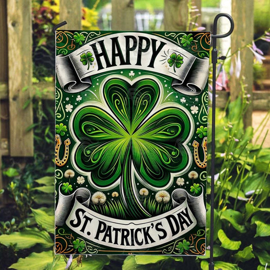 Celtic Clover Festivities Double Sided Flag, St Patrick's Day Garden Flag, St Patrick's Day Yard Flags, St Patrick's Day Flag