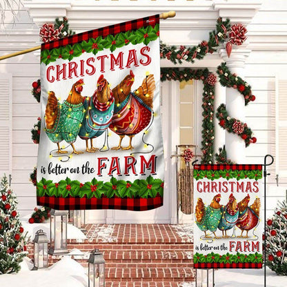 Chickens Christmas Is Better On The Farm Christmas Flag, Christmas Gift, Christmas Garden Flags, Christmas Outdoor Flag