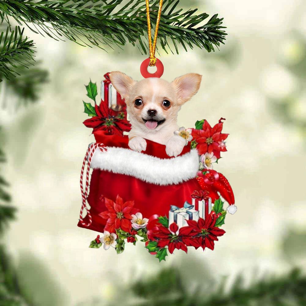Chihuahua Gift Bag Christmas Ornament, Christmas Tree Decoration, Car Ornament Accessories, Christmas Ornaments 2023