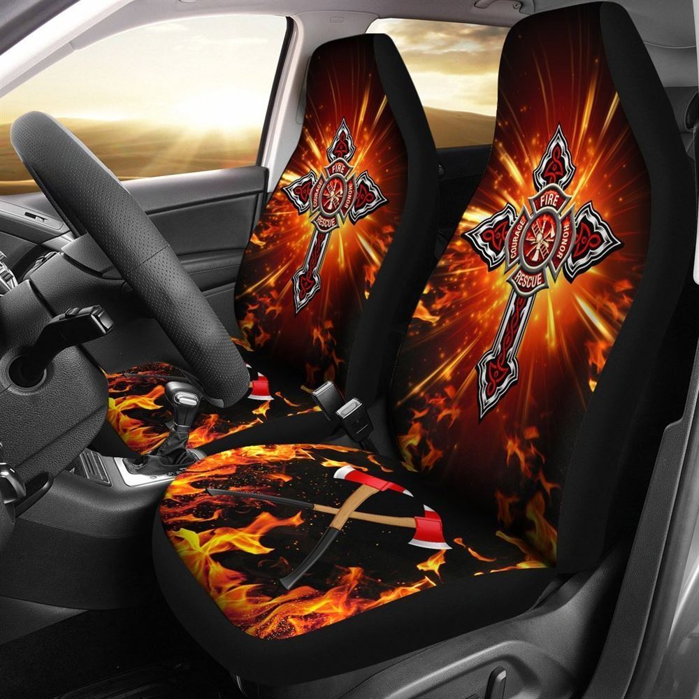 Christian Car Seat Cover, God Bless Firefighter Car Seat Covers, Jesus Towel Car Seat Cover, Front Car Seat Cover