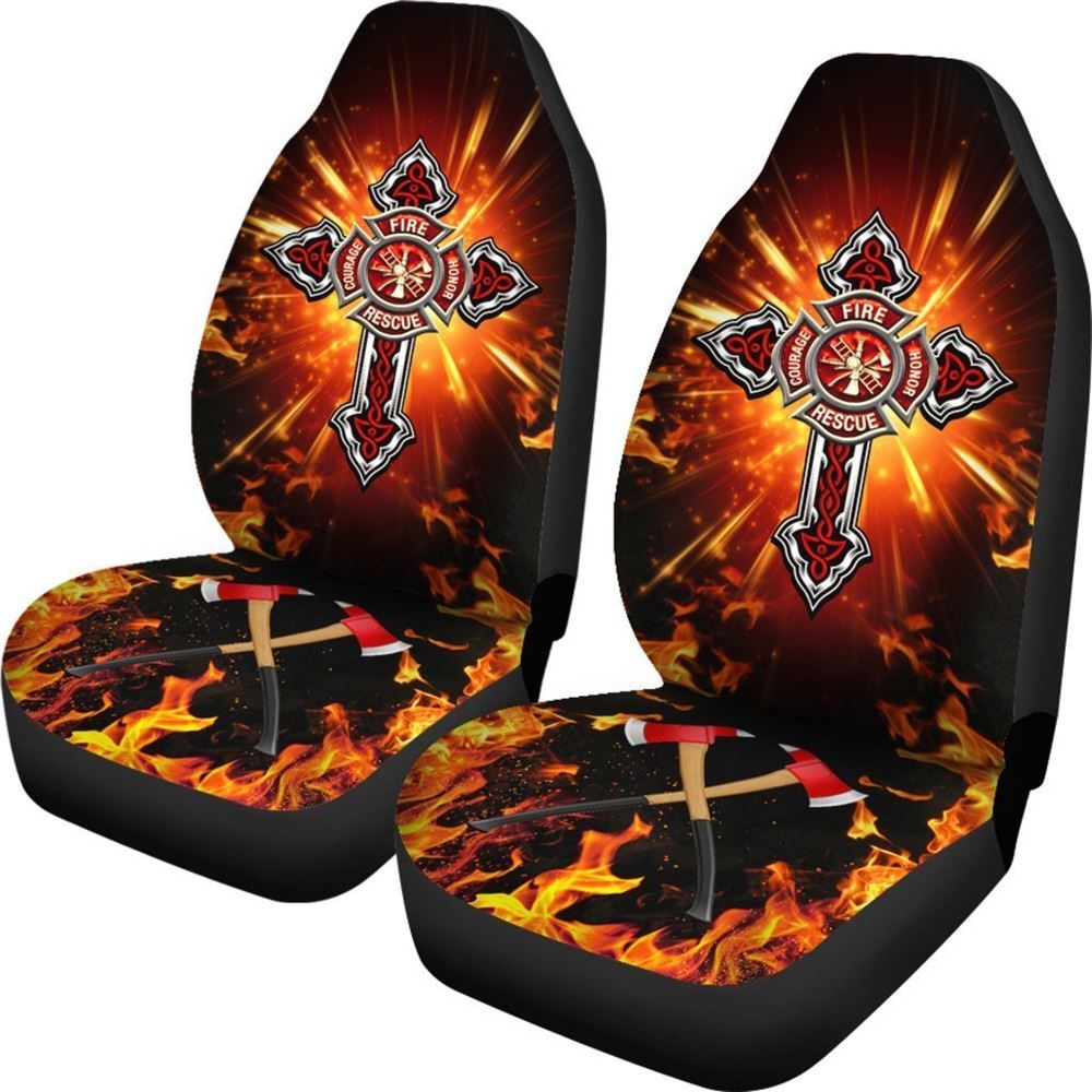 Christian Car Seat Cover, God Bless Firefighter Car Seat Covers, Jesus Towel Car Seat Cover, Front Car Seat Cover