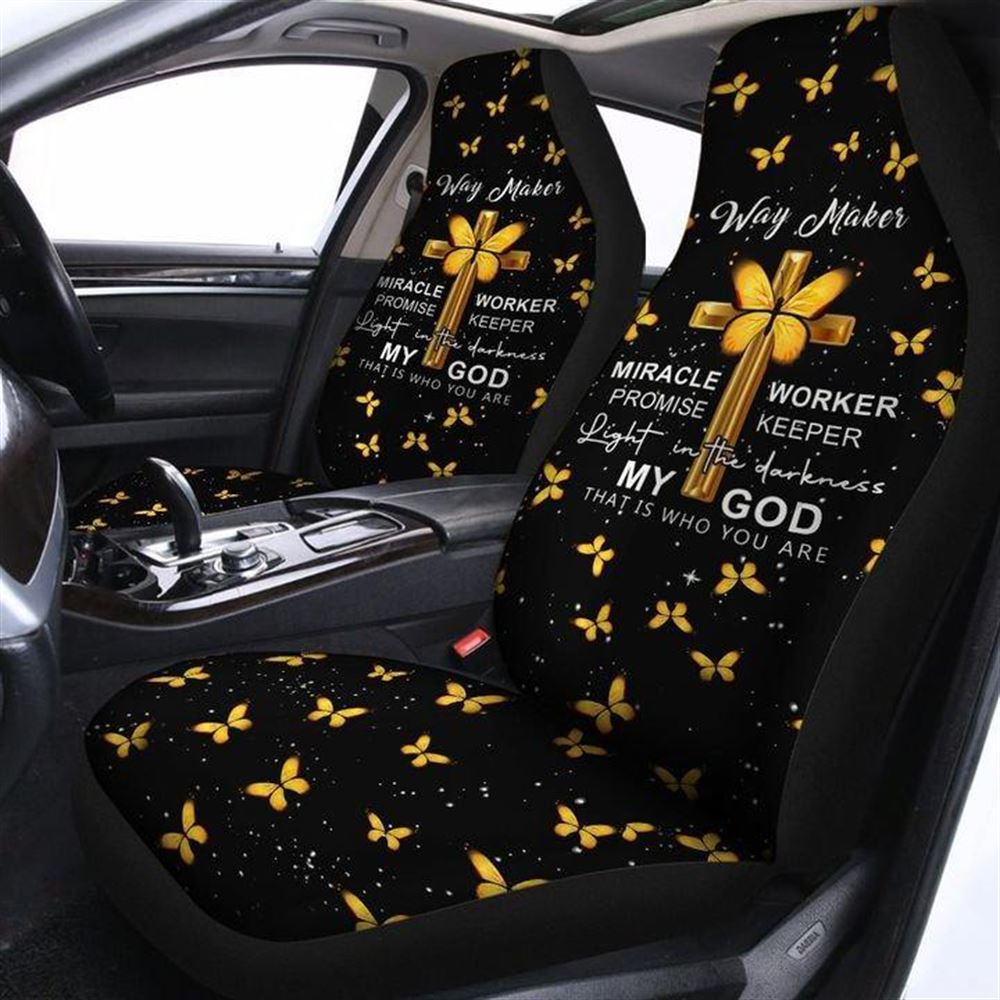 Christian Car Seat Cover, Jesus Black Car Seat Covers Set, Jesus Towel Car Seat Cover, Front Car Seat Cover