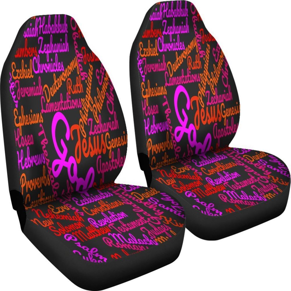 Christian Car Seat Cover, Jesus Holy Bible Books Black Mixed Colors Seat Cover Car, Jesus Towel Car Seat Cover, Front Car Seat Cover