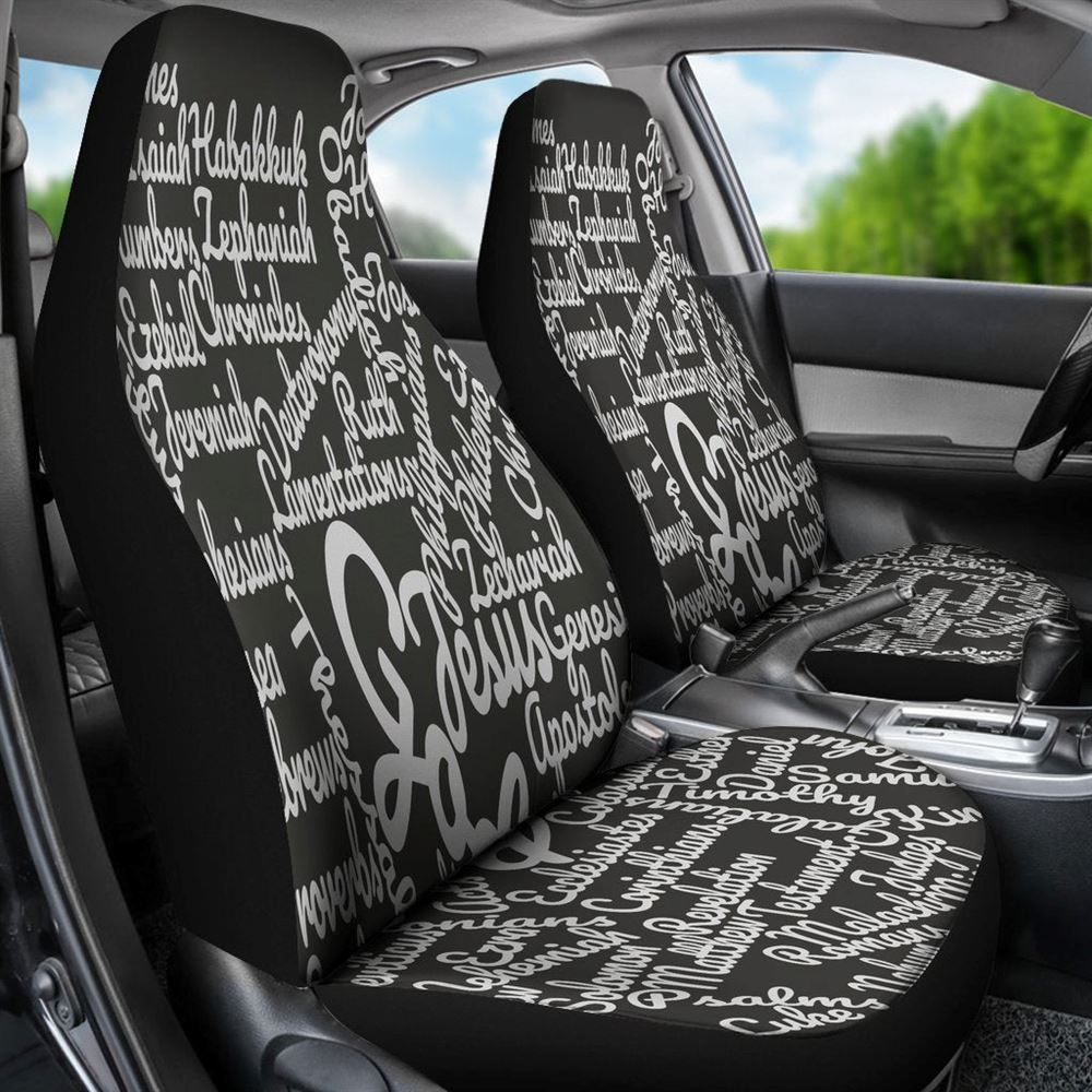 Christian Car Seat Cover, Jesus Holy Bible Books White Black Seat Cover Car, Jesus Towel Car Seat Cover, Front Car Seat Cover