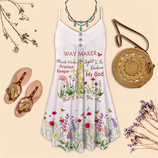 Christian Faith Way Maker Spaghetti Strap Summer Dress For Women On Beach Vacation, Hippie Dress, Hippie Beach Outfit