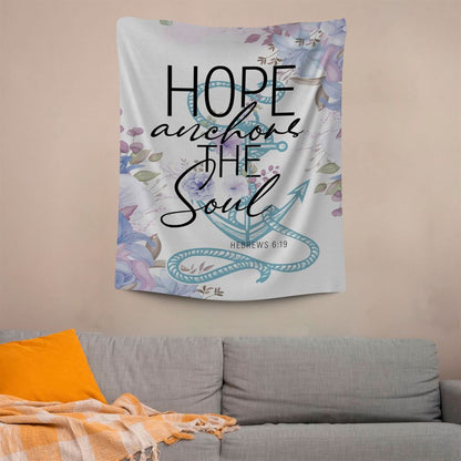 Christian Home Decor Flower Hope Anchors The Soul Tapestry Prints, Scripture Wall Art, Tapestries Spiritual For Bedroom
