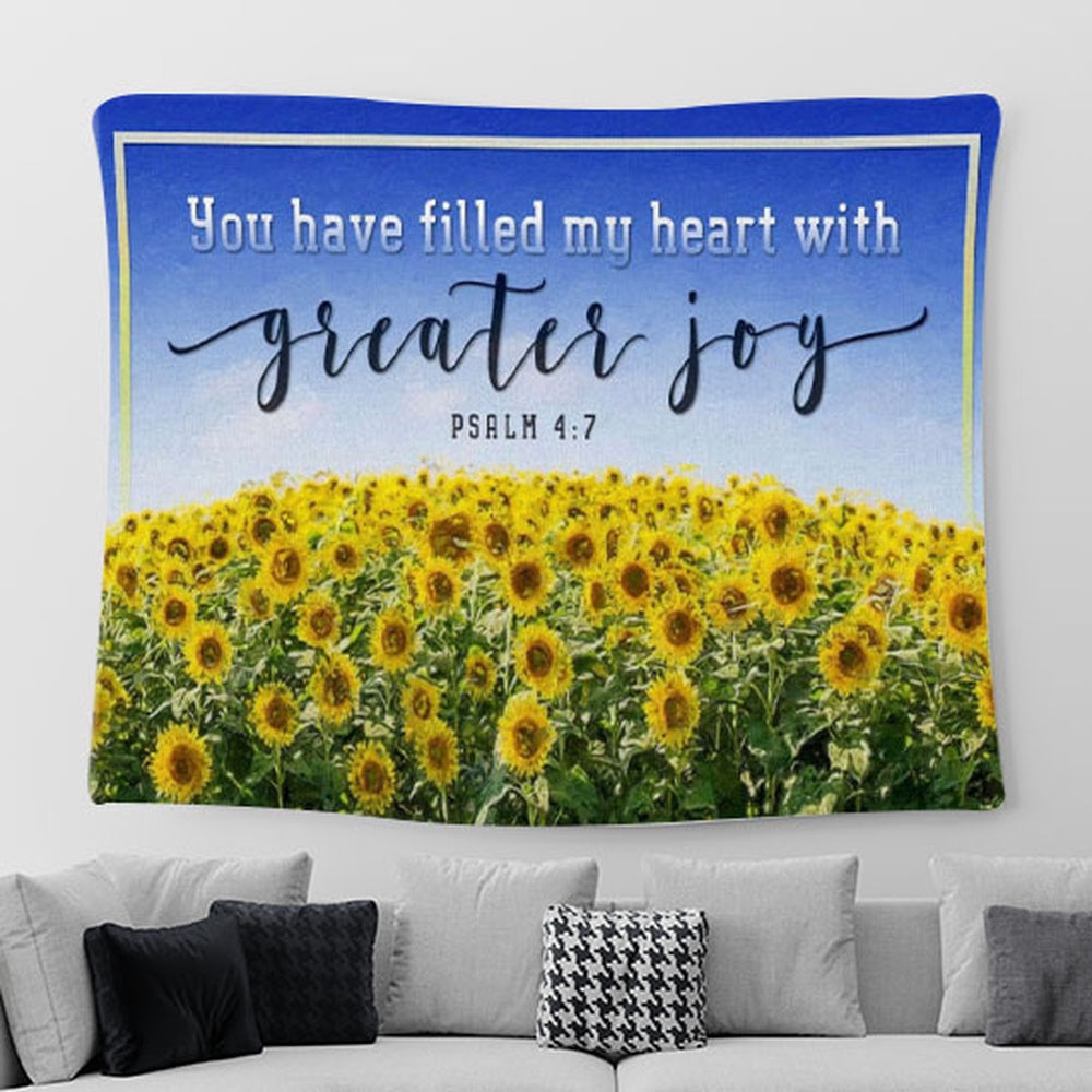 Christian Wall Art You Have Filled My Heart With Greater Joy Psalm 47 Tapestry Print - Christian Tapestries For Room Decor