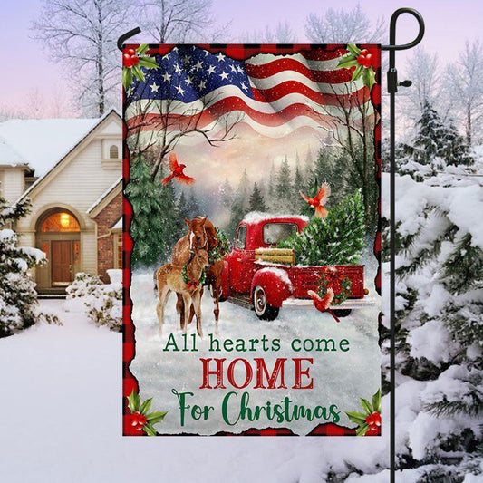 Christmas Horse All Hearts Come Home For Christmas Flag, Christmas Gift, Christmas Garden Flags, Christmas Outdoor Flag