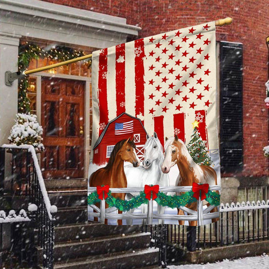 Christmas Horses American Christmas Flag, Christmas Gift, Christmas Garden Flags, Christmas Outdoor Flag