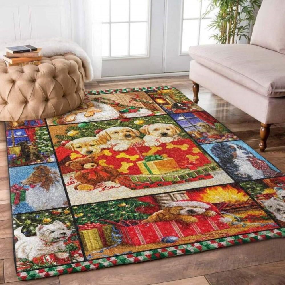 Christmas Puppy Limited Edition Rug, Christmas Rug, Christmas Living Room Decor Rug, Christmas Floot Mat