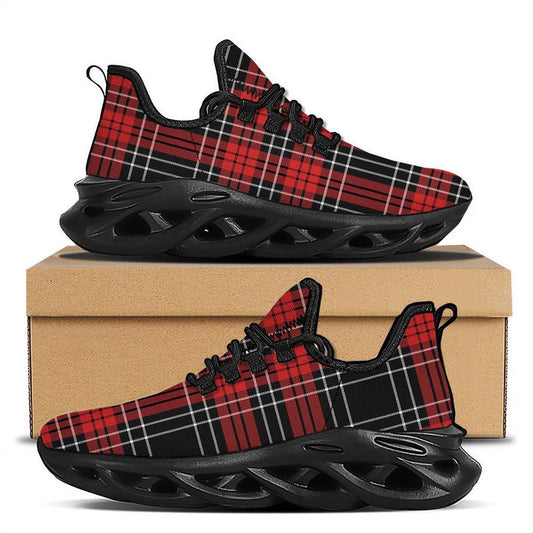 Christmas Red Plaid Scottish Black Max Soul Shoes For Men & Women, Best Running Shoes, Christmas Shoes Gift, Winter Sneakers