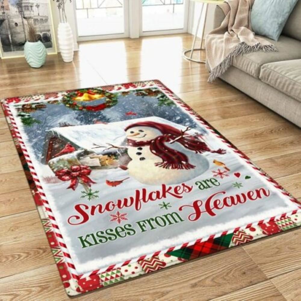Christmas Rug Snowflakes Are Kisses From Heaven, Christmas Rug, Christmas Living Room Decor Rug, Christmas Floot Mat