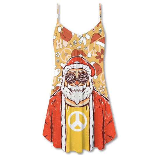 Christmas Santa Cutie Hippie Groovy Spaghetti Strap Summer Dress For Women On Beach Vacation, Hippie Dress, Hippie Beach Outfit