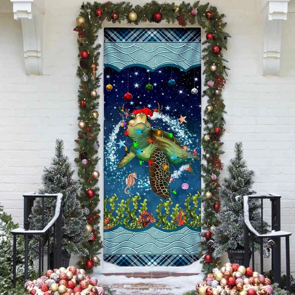 Christmas Turtle Door Cover, Door Christmas Cover, Xmas Door Covers, Christmas Gift, Christmas Door Coverings