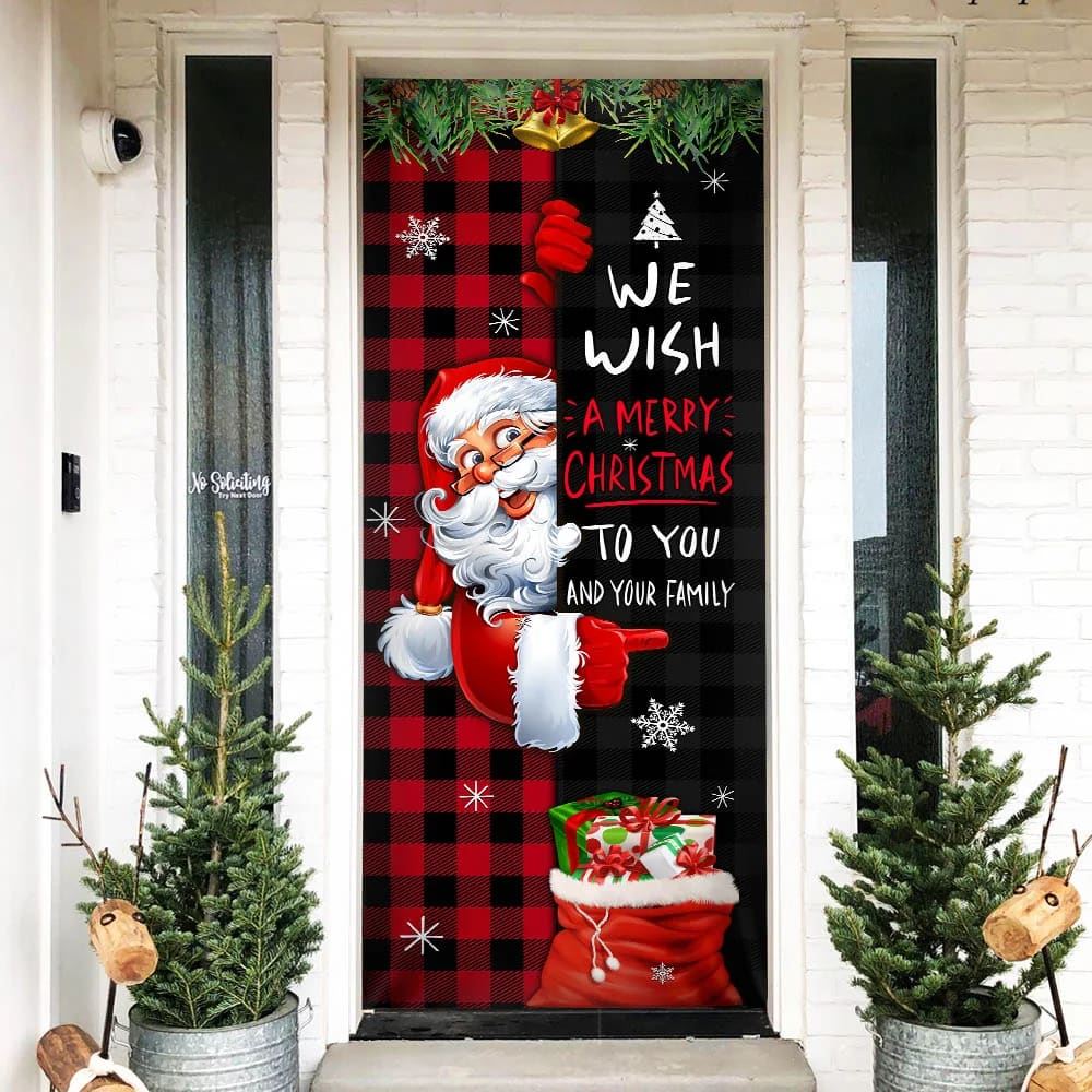 Christmas We Wish You A Merry Christmas To You And Your Family Door Cover, Xmas Door Covers, Christmas Gift, Christmas Door Coverings