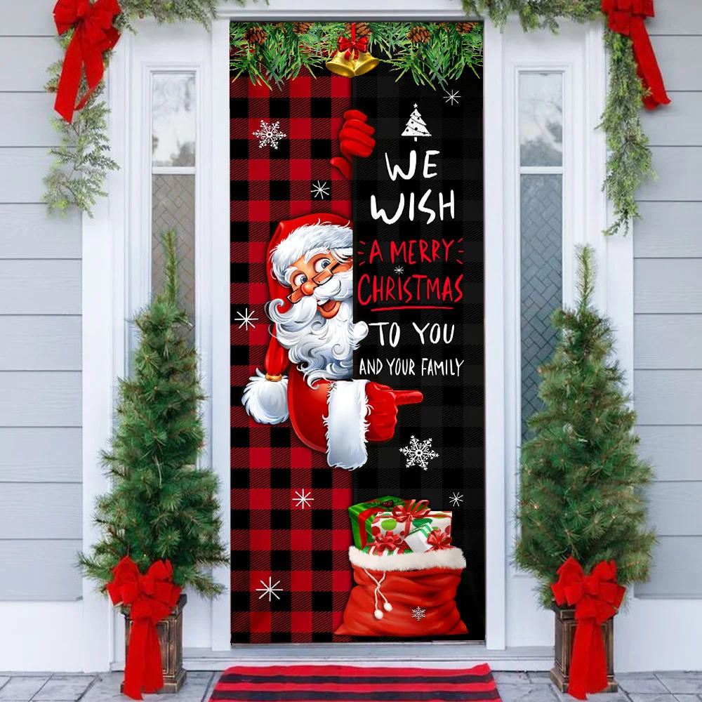 Christmas We Wish You A Merry Christmas To You And Your Family Door Cover, Xmas Door Covers, Christmas Gift, Christmas Door Coverings