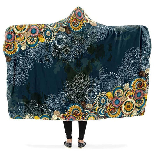 Colorful Flower Mandala Hooded Blanket, Hippie Hooded Blanket, In Style Mandala, Hippie, Cozy Vibes, Mandala Gift
