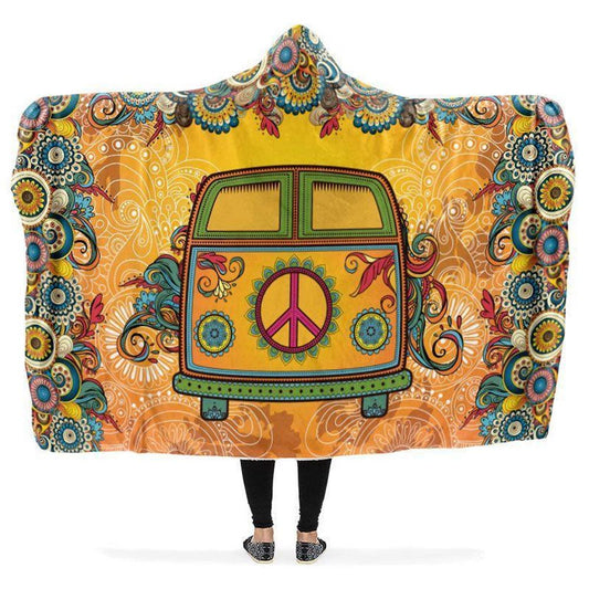 Colorful Hippie Van Hooded Blanket, Hippie Hooded Blanket, In Style Mandala, Hippie, Cozy Vibes, Mandala Gift