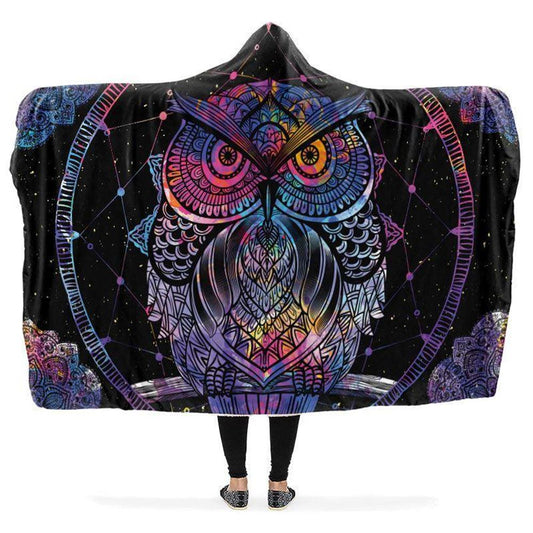 Colorful Owl Hooded Blanket, Hippie Hooded Blanket, In Style Mandala, Hippie, Cozy Vibes, Mandala Gift