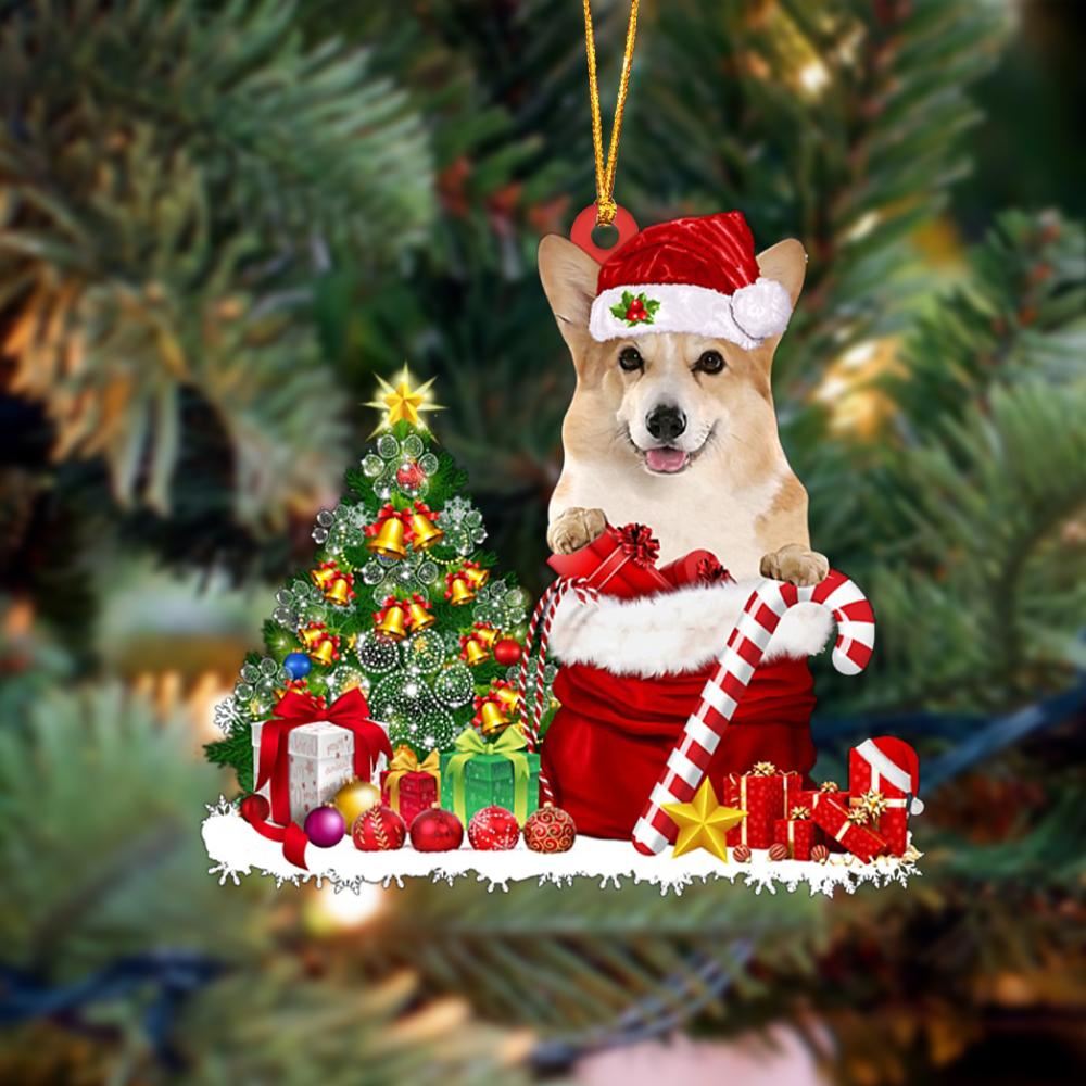 Corgi Gift Bag Merry Christmas Ornament, Christmas Tree Decoration, Car Ornament Accessories, Christmas Ornaments 2023