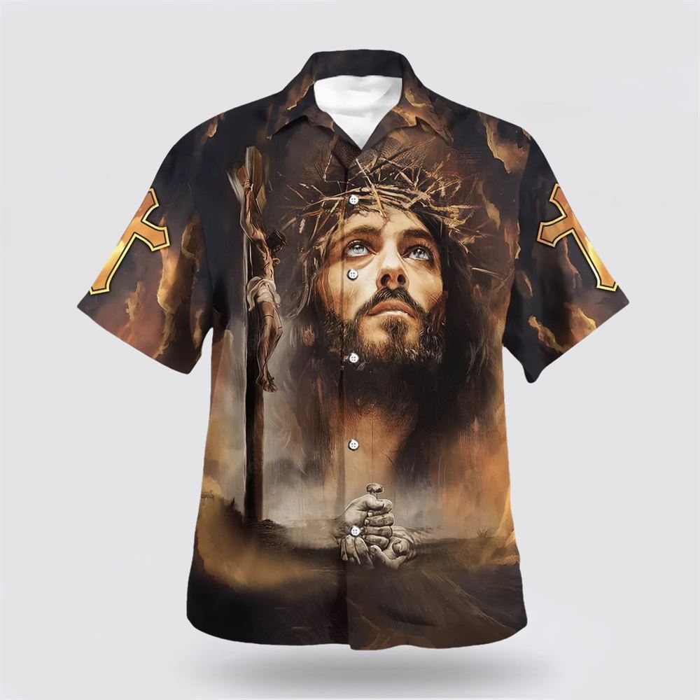 Crucifixion Of Jesus Hawaiian Shirts, Christian Hawaiian Shirt, Religious Aloha Shirt